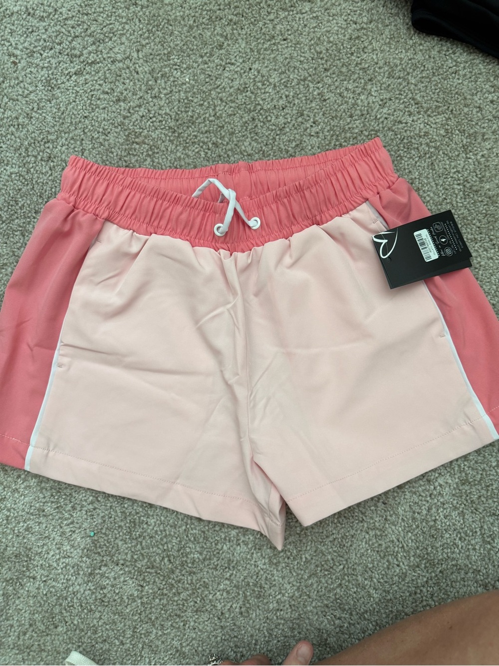 Kids Two-Tone Pink Active Shorts with Drawstring